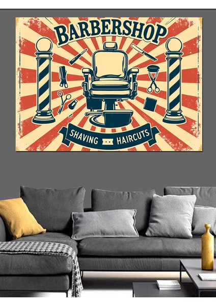 Retro Berber Dükkanı Posteri Dekoratif Tablo fırsatları