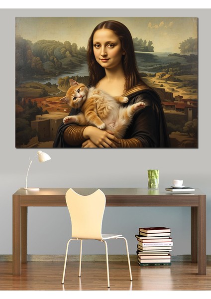 Kedili Mona Lisa Dekoratif Tablo