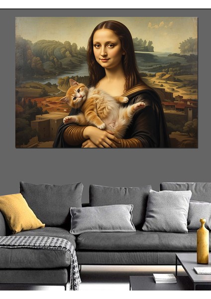 Kedili Mona Lisa Dekoratif Tablo fiyatları