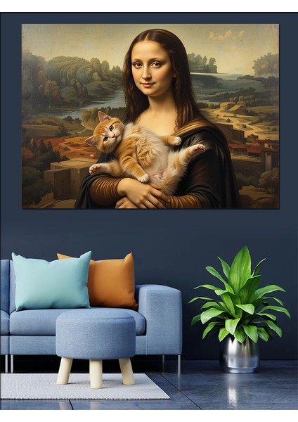 Kedili Mona Lisa Dekoratif Tablo fırsatları