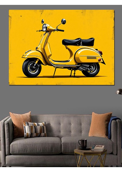 Sarı Klasik Vespa Dekoratif Tablo