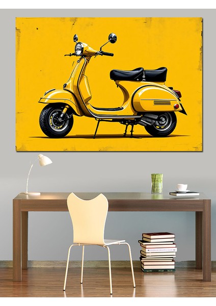 Sarı Klasik Vespa Dekoratif Tablo