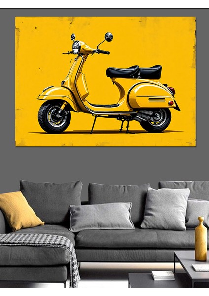 Sarı Klasik Vespa Dekoratif Tablo