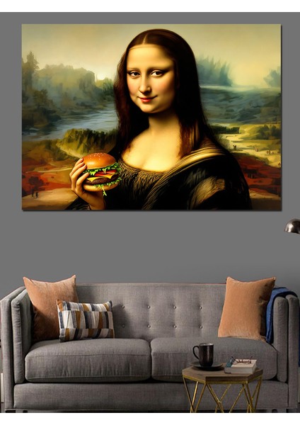 Hamburger ve Mona Lisa Dekoratif Tablo