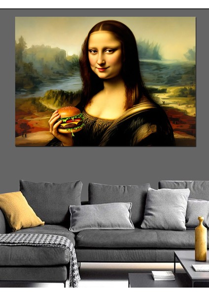 Hamburger ve Mona Lisa Dekoratif Tablo modelleri