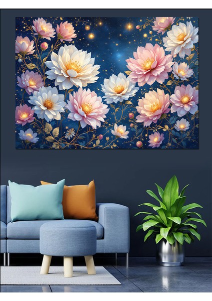 Gece Parlayan Çiçekler Dekoratif Tablo fiyatları
