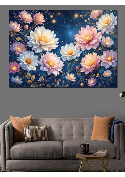Gece Parlayan Çiçekler Dekoratif Tablo modelleri