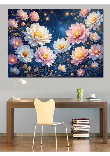 Gece Parlayan Çiçekler Dekoratif Tablo fırsatları