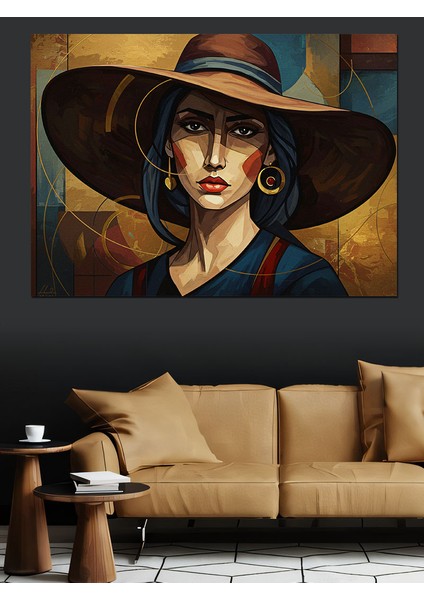 Gizemli Şapkalı Kadın Dekoratif Tablo fiyatları