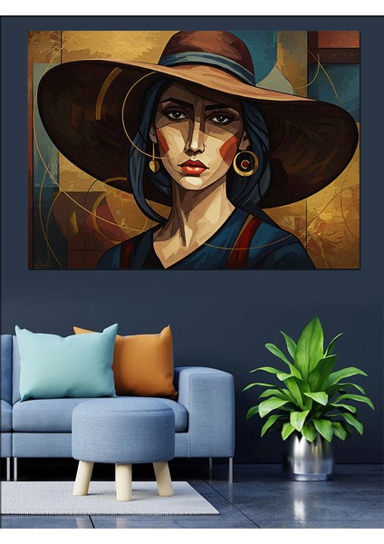 Gizemli Şapkalı Kadın Dekoratif Tablo modelleri