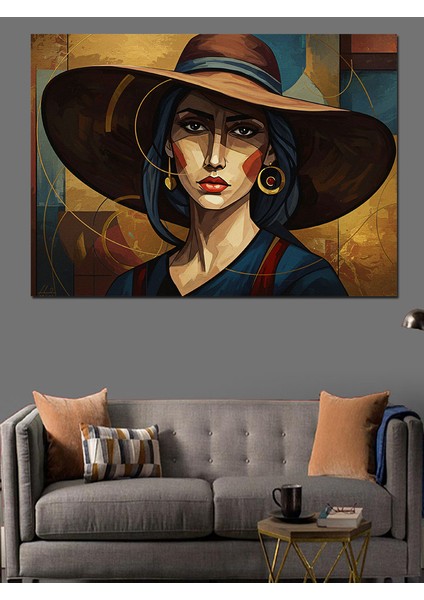 Gizemli Şapkalı Kadın Dekoratif Tablo fırsatları