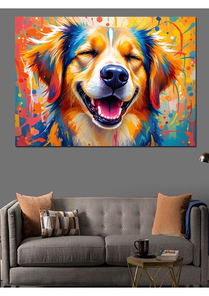 Mutlu Renkli Köpek Dekoratif Tablo