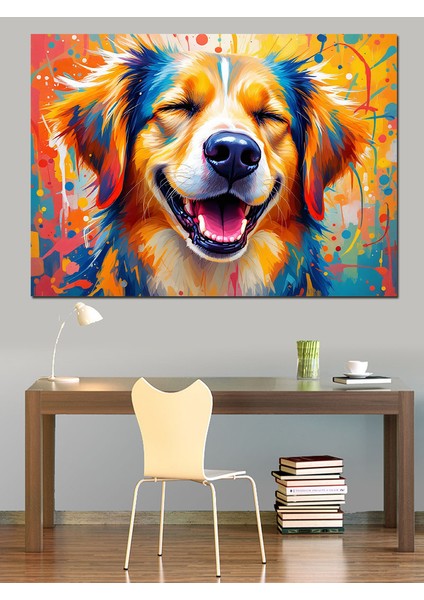 Mutlu Renkli Köpek Dekoratif Tablo fiyatları