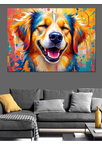 Mutlu Renkli Köpek Dekoratif Tablo modelleri