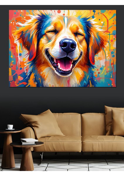 Mutlu Renkli Köpek Dekoratif Tablo fırsatları