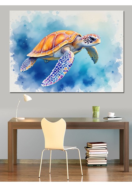 Renkli Desenli Deniz Kaplumbağası Dekoratif Tablo fırsatları