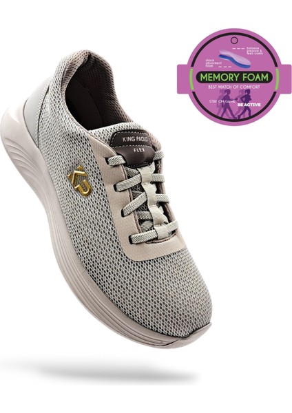 K5174 Memory Foam Lastikli Kadın Yürüyüş Günlük Bej Spor Ayakkabı