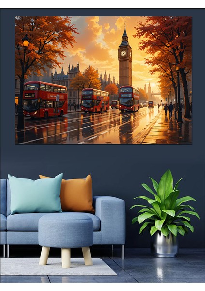 Yağmurlu Londra Manzarası Dekoratif Tablo