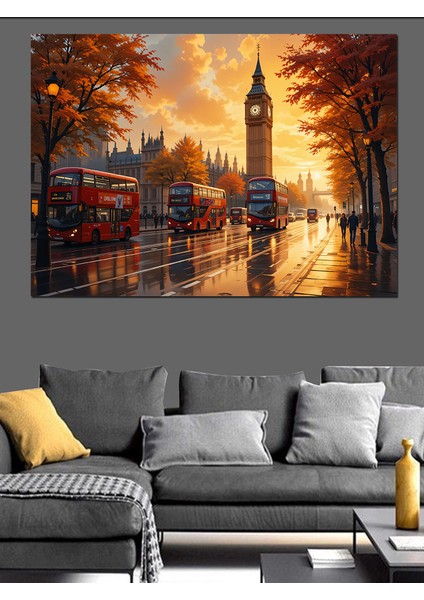 Yağmurlu Londra Manzarası Dekoratif Tablo fırsatları