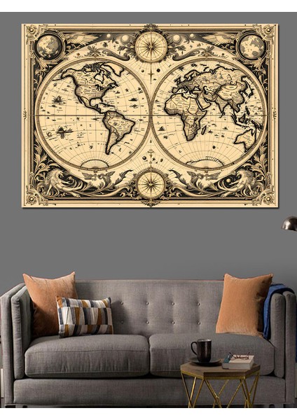 Eski Dünya Haritası Dekoratif Tablo