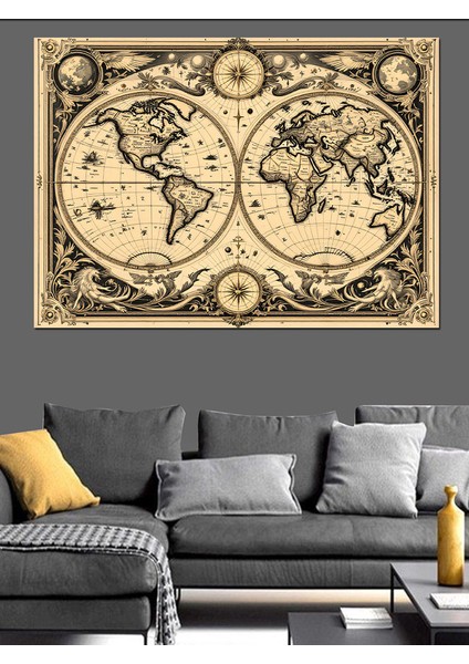 Eski Dünya Haritası Dekoratif Tablo modelleri