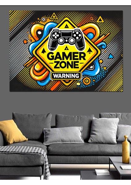 Gamer Zone Uyarı Tabelası Dekoratif Tablo