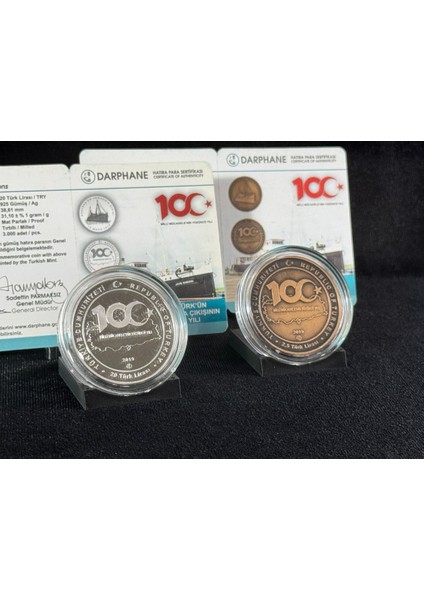 2019 Yılı Atatürk'ün Samsun'a Çıkışının 100. Yılı Darphane Hatıra Bronz-Gümüş Para Seti modelleri