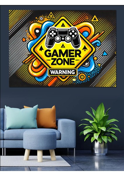 Gamer Zone Uyarı Tabelası Dekoratif Tablo modelleri