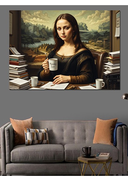 Kahve Içen Mona Lisa Dekoratif Tablo fiyatları