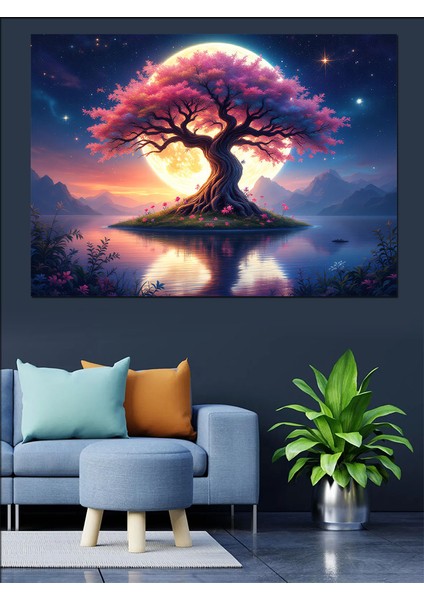 Büyülü Renkli Ağaç Dekoratif Tablo