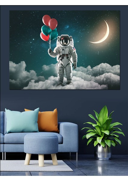 Astronot ve Balonlar Dekoratif Tablo