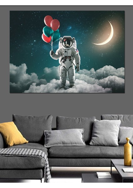 Astronot ve Balonlar Dekoratif Tablo