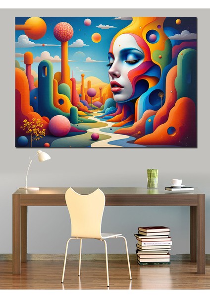 Renkli Soyut Kadın Yüzü Dekoratif Tablo fiyatları