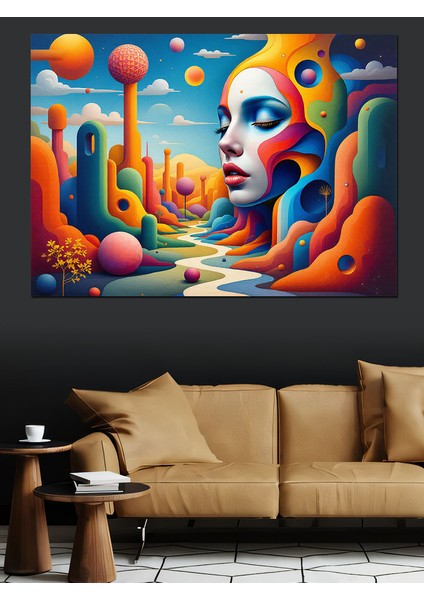 Renkli Soyut Kadın Yüzü Dekoratif Tablo fırsatları