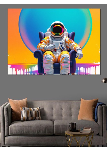 Renkli Astronot Portresi Dekoratif Tablo