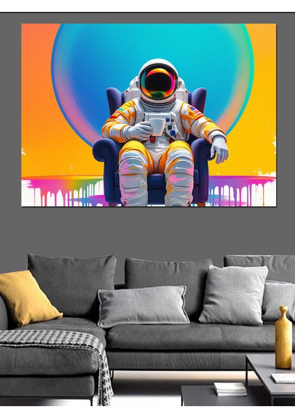 Renkli Astronot Portresi Dekoratif Tablo modelleri