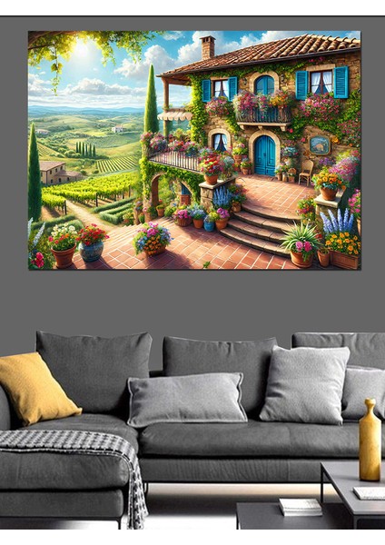 Toskana Tarzı Taş Ev Dekoratif Tablo
