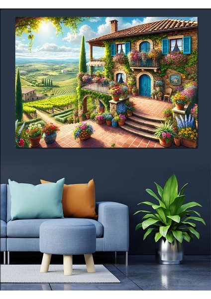 Toskana Tarzı Taş Ev Dekoratif Tablo modelleri