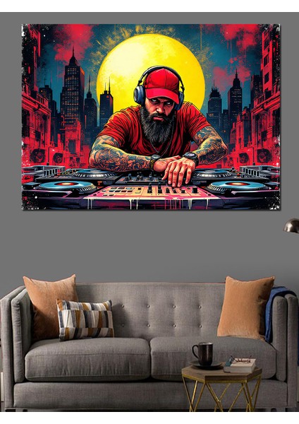 Kırmızı Güneş ve Dj Dekoratif Tablo fiyatları