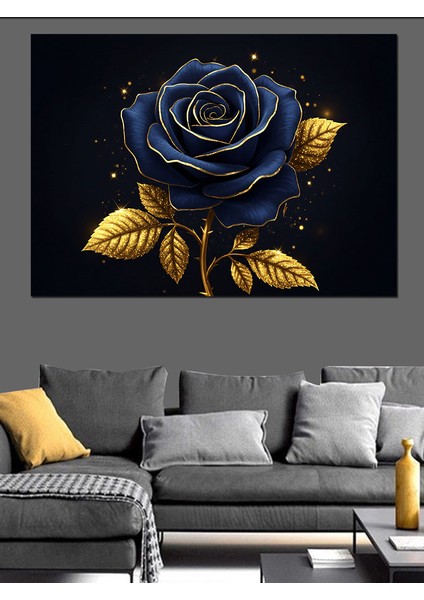Gece Parlayan Mavi Gül Dekoratif Tablo fiyatları