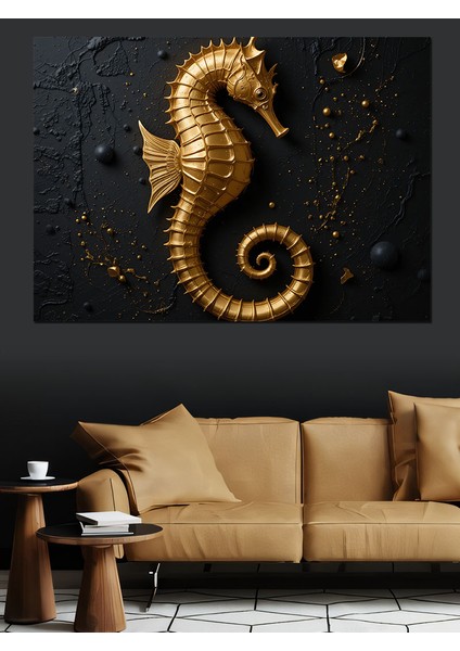 Altın Renkli Denizatı Dekoratif Tablo
