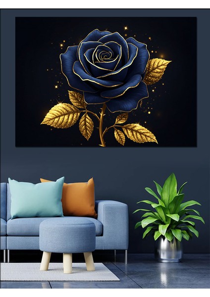 Gece Parlayan Mavi Gül Dekoratif Tablo fırsatları