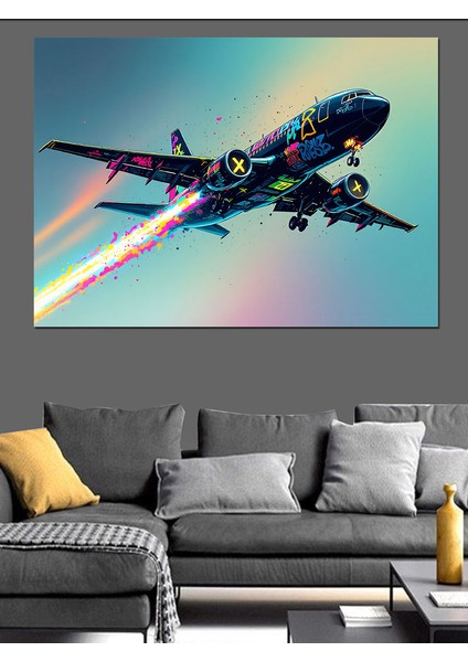 Uzayda Jet Uçak Dekoratif Tablo fiyatları