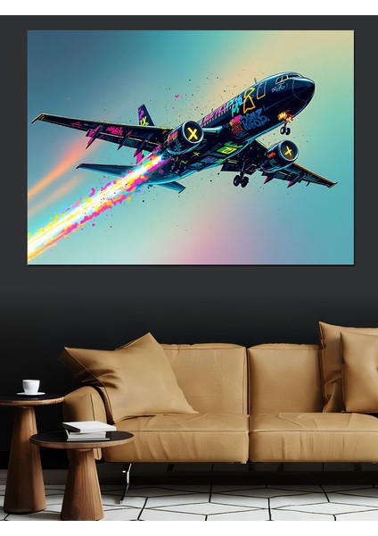 Uzayda Jet Uçak Dekoratif Tablo modelleri