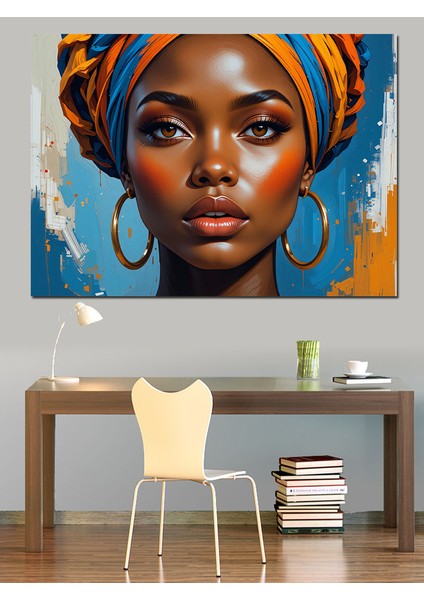 Mavi Şapkalı Etnik Kadın Dekoratif Tablo fiyatları