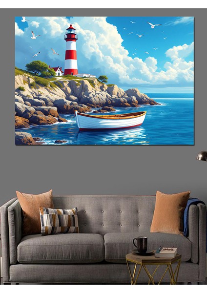 Deniz Feneri ve Mavi Deniz Dekoratif Tablo modelleri