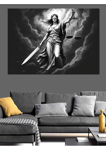 Kılıçlı Efsanevi Adalet Tanrıçası Dekoratif Tablo