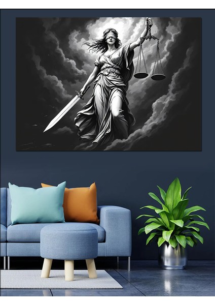 Kılıçlı Efsanevi Adalet Tanrıçası Dekoratif Tablo modelleri