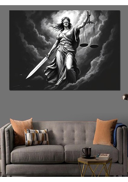 Kılıçlı Efsanevi Adalet Tanrıçası Dekoratif Tablo fırsatları