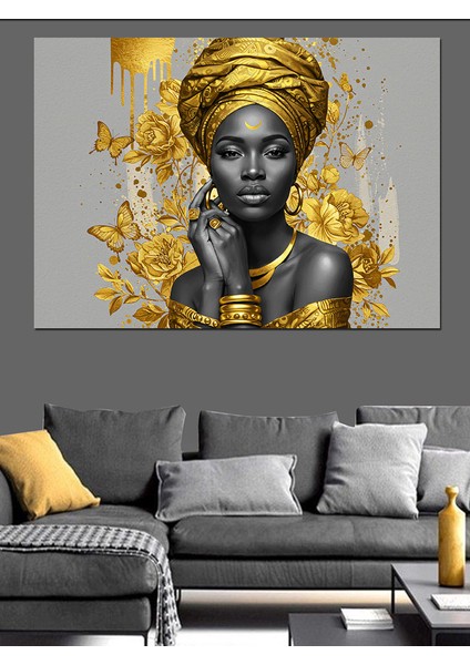 Altın Taçlı Afrikalı Kadın Dekoratif Tablo fiyatları